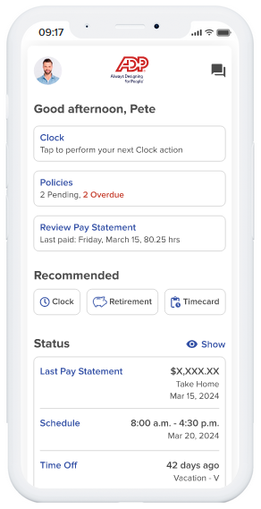 ADP Workforce Now® Demo Mobile Experience